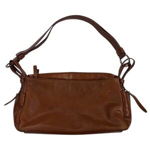 VTG Madison Studio Shoulder Bag Medium Cognac Genuine Leather Multi-Pocket Y2K
